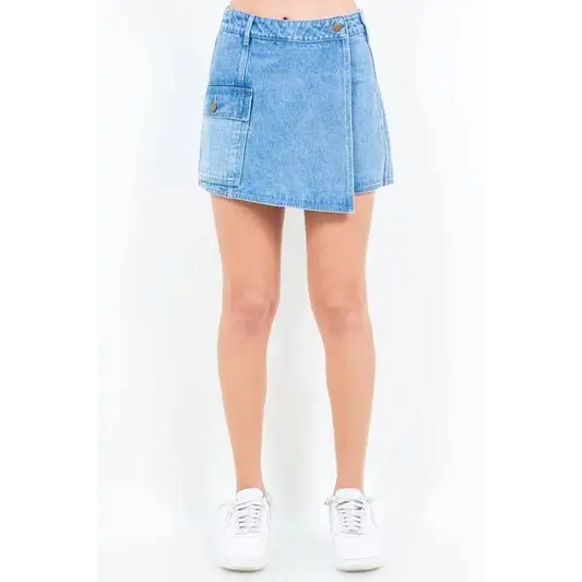 Cargo Pocket Denim Skort.