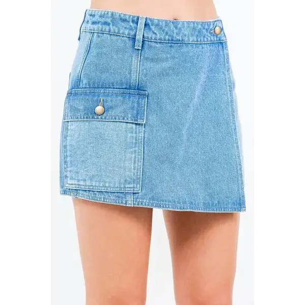 Cargo Pocket Denim Skort.