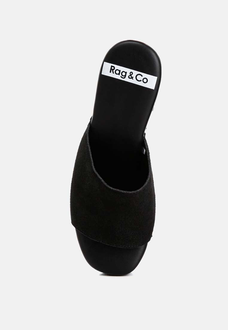 Cartera Soft Suede High Block Heel Clogs