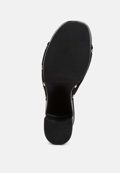 Cartera Soft Suede High Block Heel Clogs