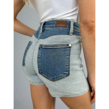 Color Block Denim Shorts.