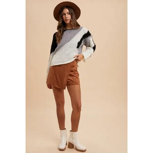 Color Block Drop Shoulder Sweater.