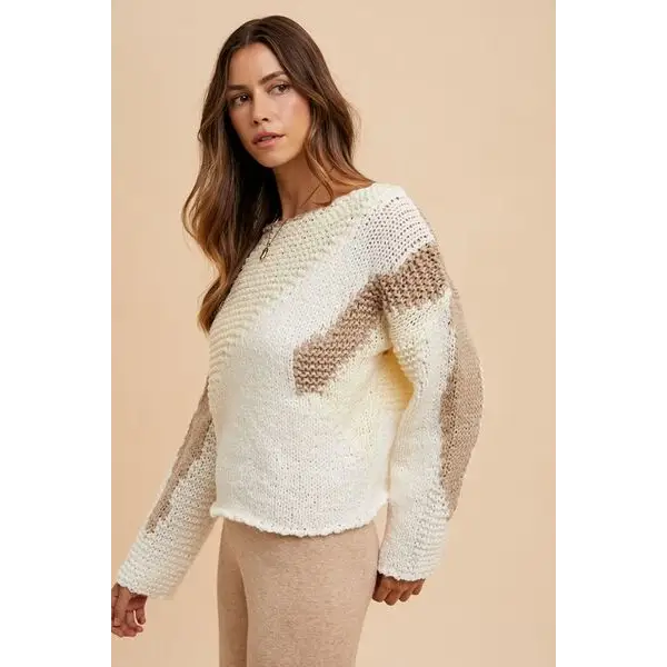Color Block Drop Shoulder Sweater.
