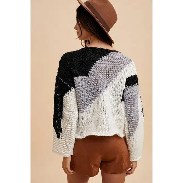 Color Block Drop Shoulder Sweater.