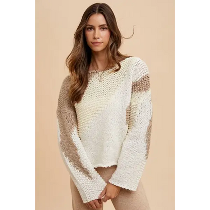 Color Block Drop Shoulder Sweater.