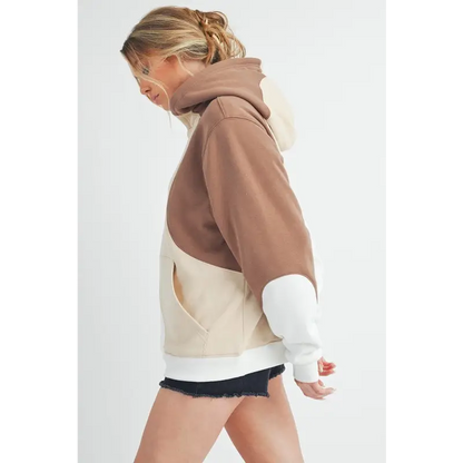 Color Block Hoodie with Kangaroo Pocket.