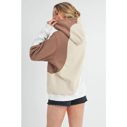 Color Block Hoodie with Kangaroo Pocket.