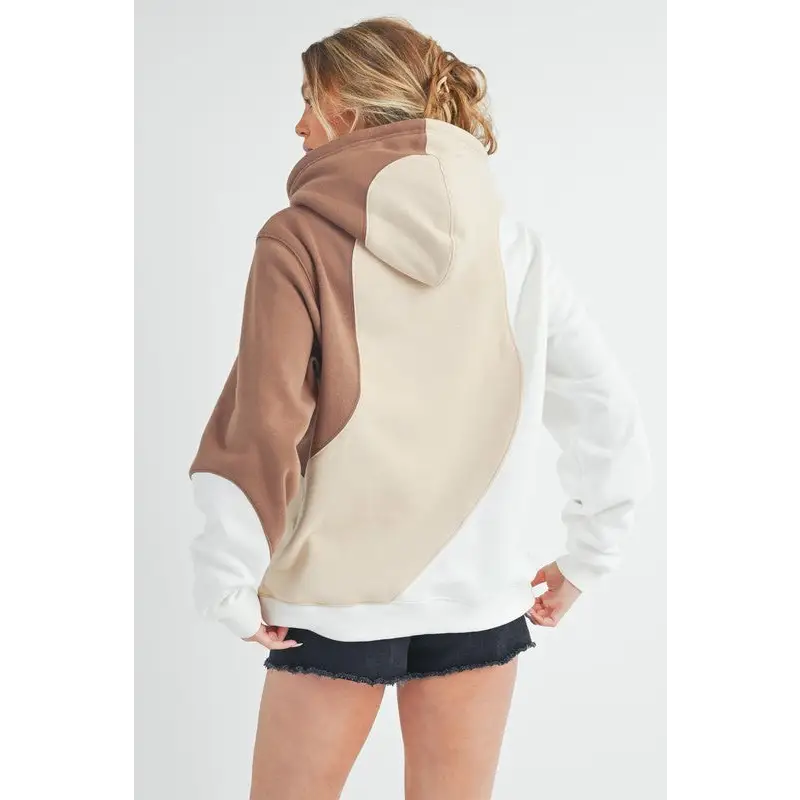 Color Block Hoodie with Kangaroo Pocket.