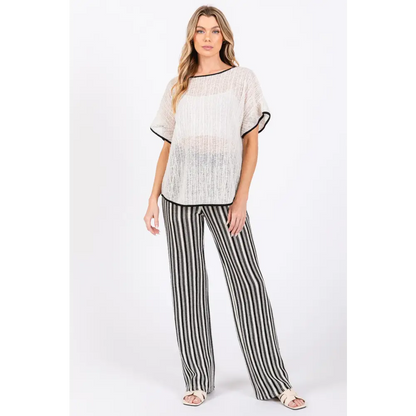 Contrast Trim Short Sleeve Knit Cover Up.