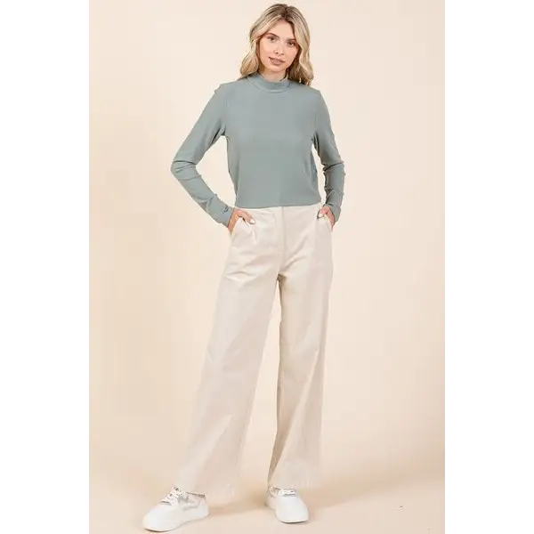 Corduroy Back Elastic Waist Pants.