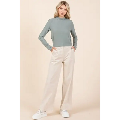 Corduroy Back Elastic Waist Pants.