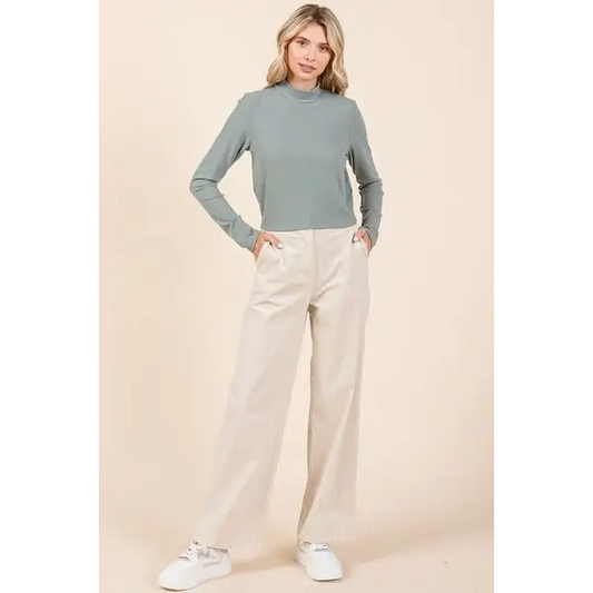 Corduroy Back Elastic Waist Pants.