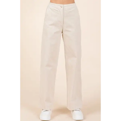 Corduroy Back Elastic Waist Pants.