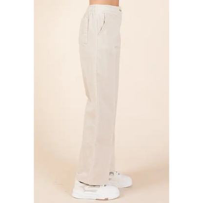 Corduroy Back Elastic Waist Pants.