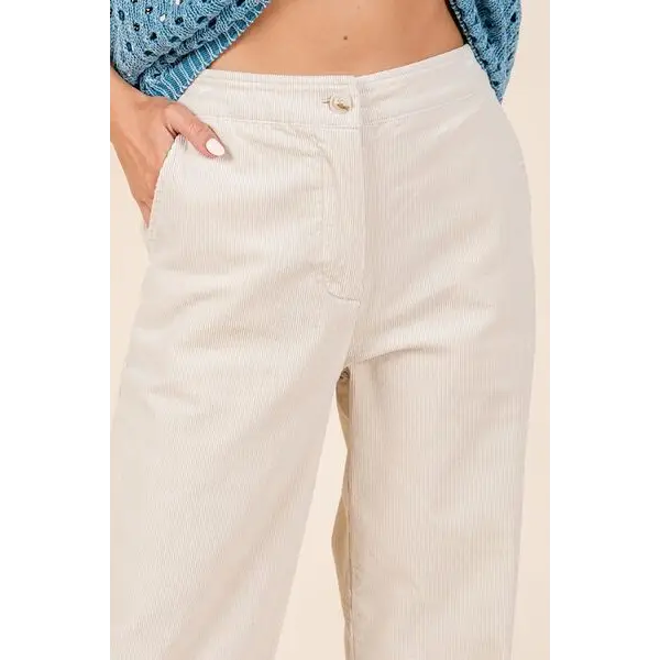 Corduroy Back Elastic Waist Pants.