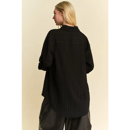 Crinkled Jacquard Button Down Shirt.