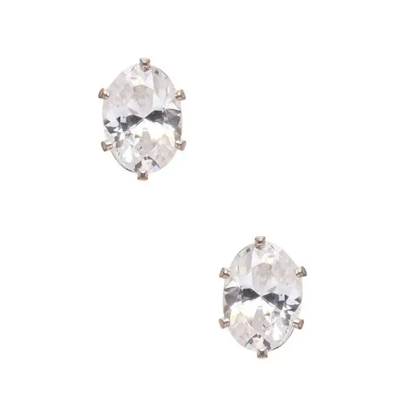 Cubic Zirconia Oval Studs 7mm.