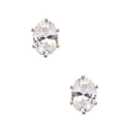 Cubic Zirconia Oval Studs 7mm.
