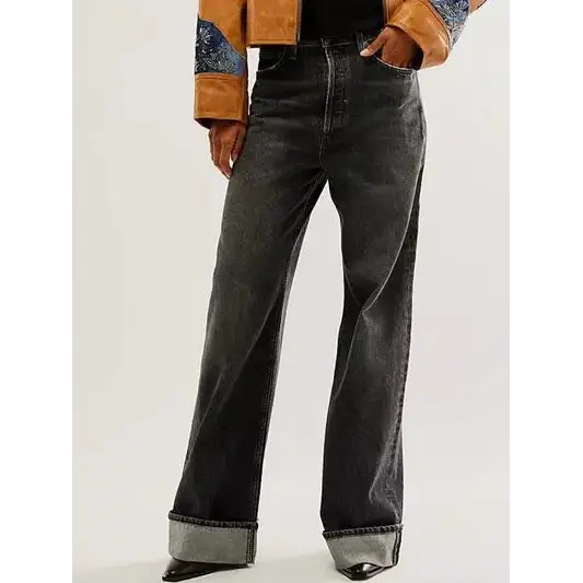 Cuffed Jeans with Pockets.
