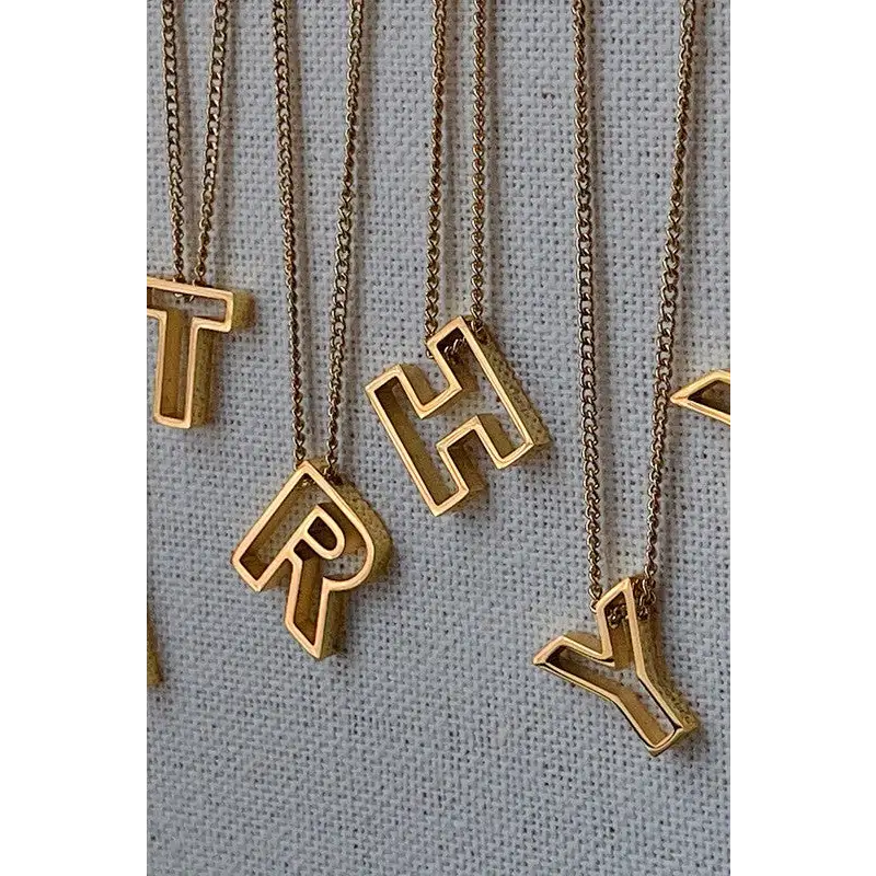 Cutout Initial Letter Personalized Necklace.