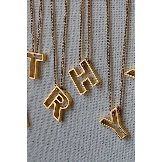Cutout Initial Letter Personalized Necklace.