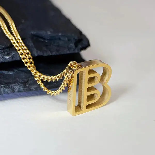 Cutout Initial Letter Personalized Necklace.