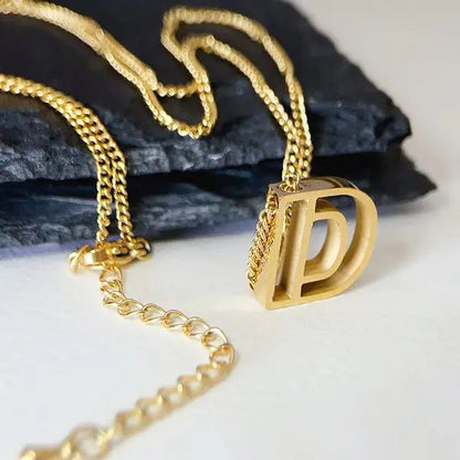 Cutout Initial Letter Personalized Necklace.