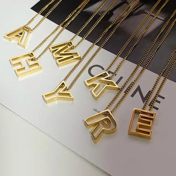 Cutout Initial Letter Personalized Necklace.