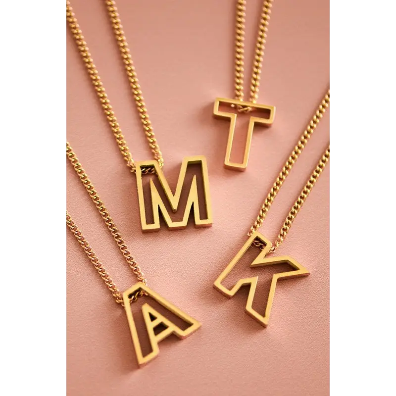 Cutout Initial Letter Personalized Necklace.