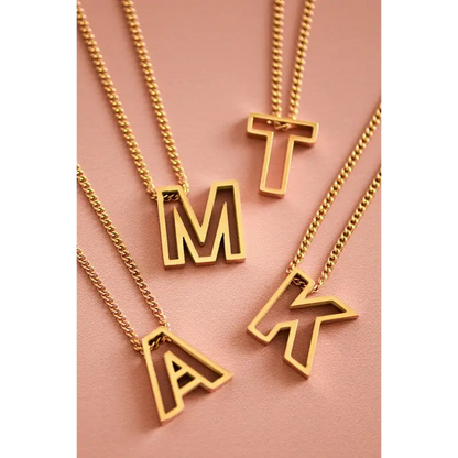 Cutout Initial Letter Personalized Necklace.