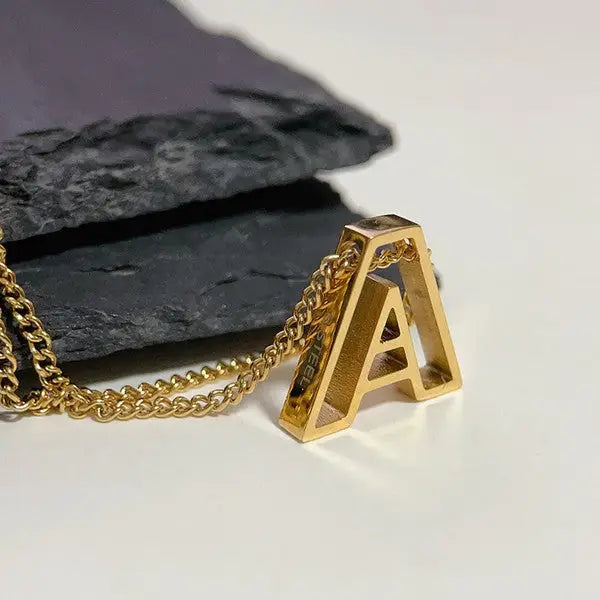 Cutout Initial Letter Personalized Necklace.