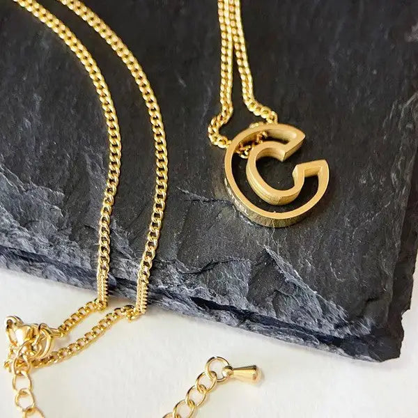 Cutout Initial Letter Personalized Necklace.