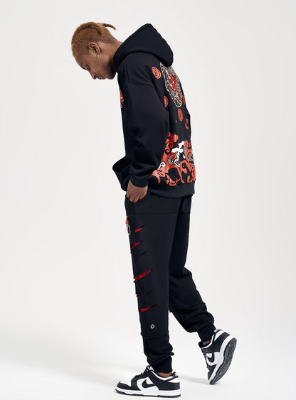 Red Demon Embroidery Hoodie
