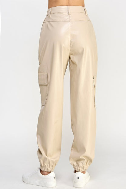 Relaxed Leather Cargo Pants