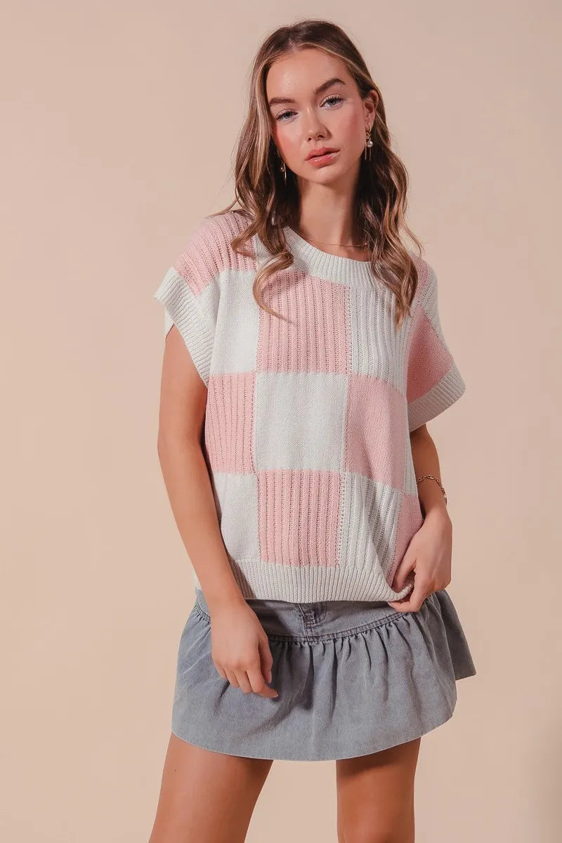 Check Plaid Casual Sweater Top.