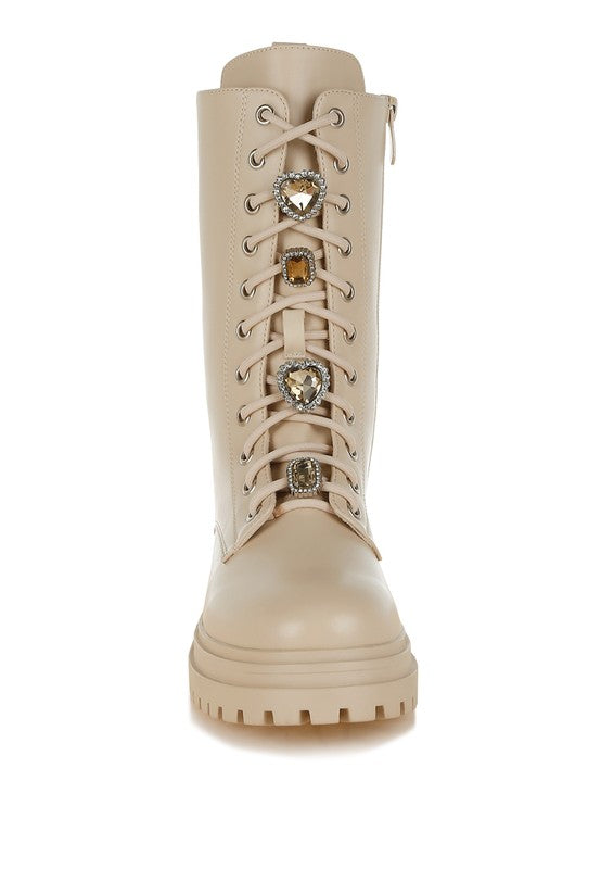 Nimba Rhinestone jewelled Chunky Boots