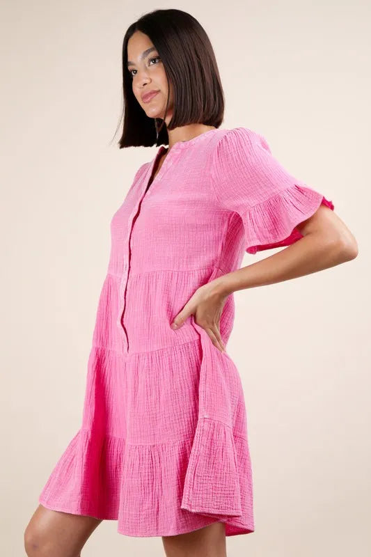 Mineral Washed Woven Mini Dress.