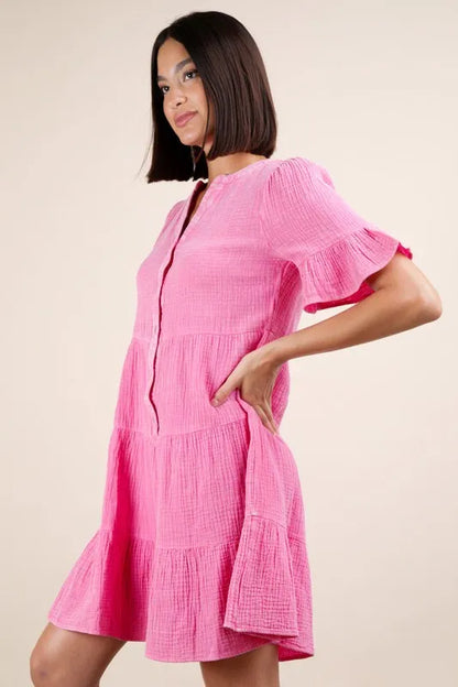 Mineral Washed Woven Mini Dress.
