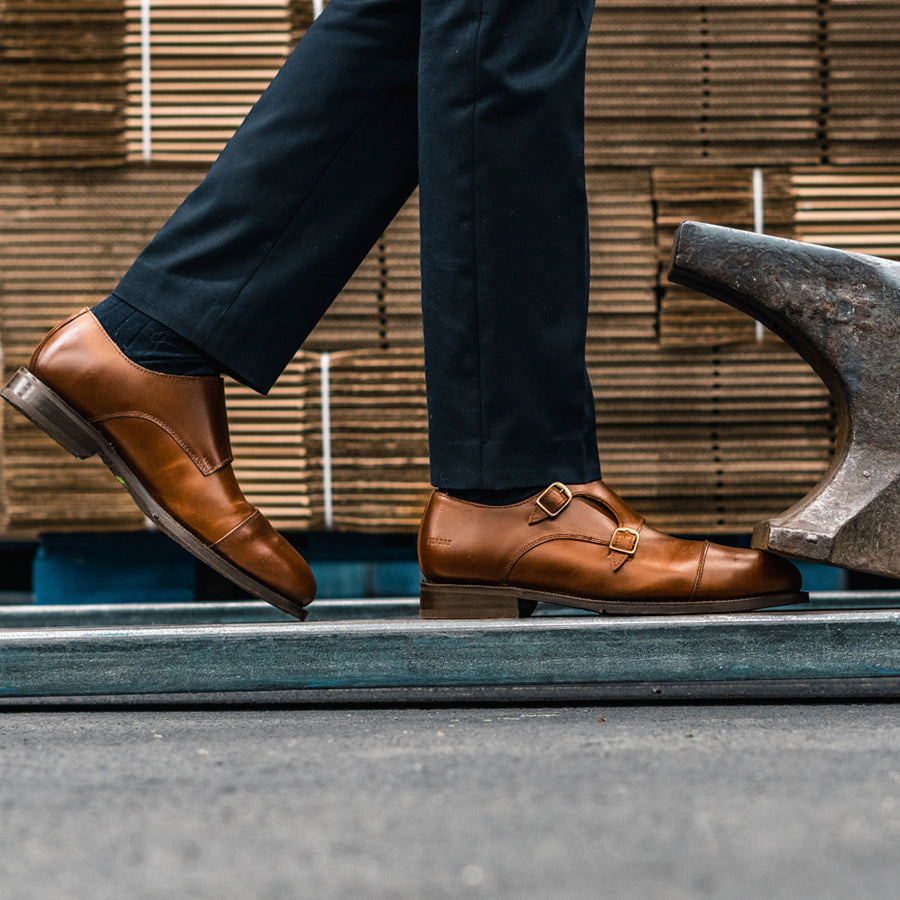 STEEL TOE MONK STRAP SHOE DANTE AMBER