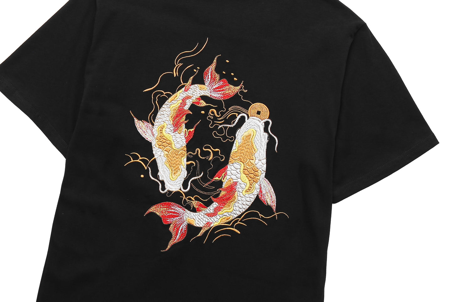 Golden Koi Fish Embroidery Tee