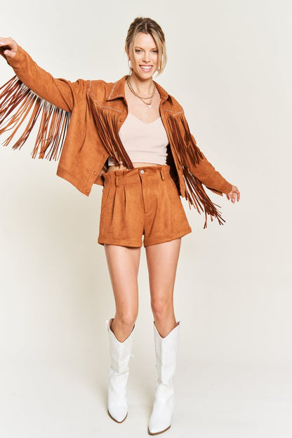 Suede Studded Fringe Jacket