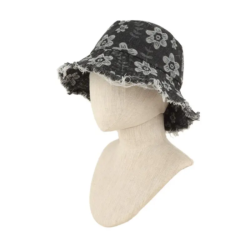 Denim Flower Bucket Hat.