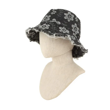 Denim Flower Bucket Hat.
