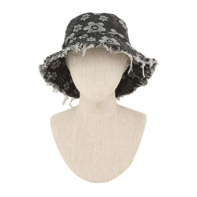 Denim Flower Bucket Hat.