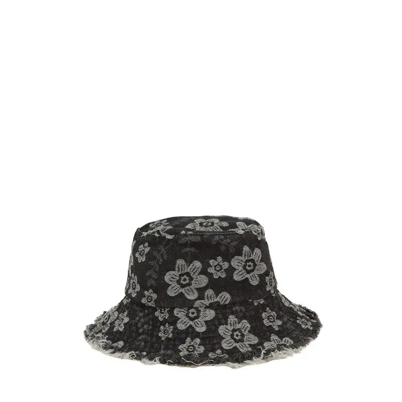 Denim Flower Bucket Hat.