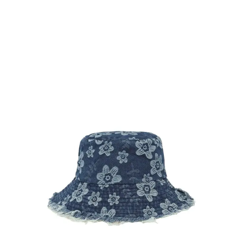 Denim Flower Bucket Hat.
