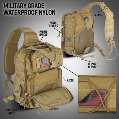 Tactical 14L Range Sling Bag Backpack with Adjustable Strap