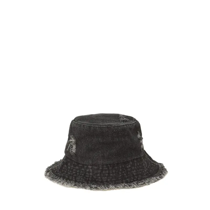 Distressed Denim Bucket Hat.