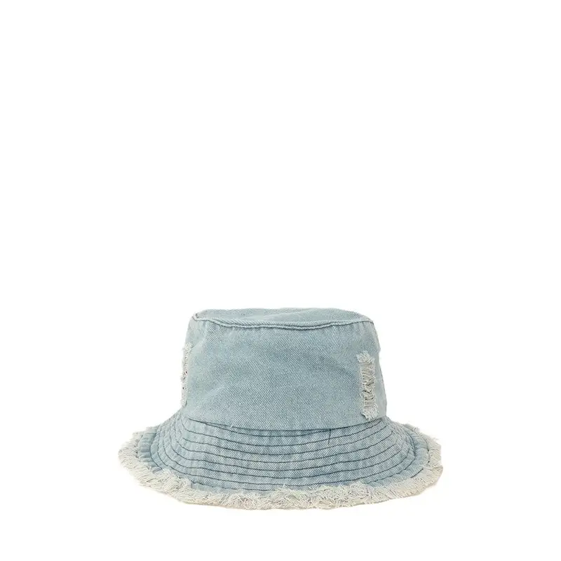 Distressed Denim Bucket Hat.