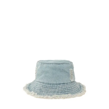Distressed Denim Bucket Hat.